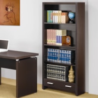 CAPPUCCINO 5 SHELF BOOKCASE WITH | STORAGE DRAWERS