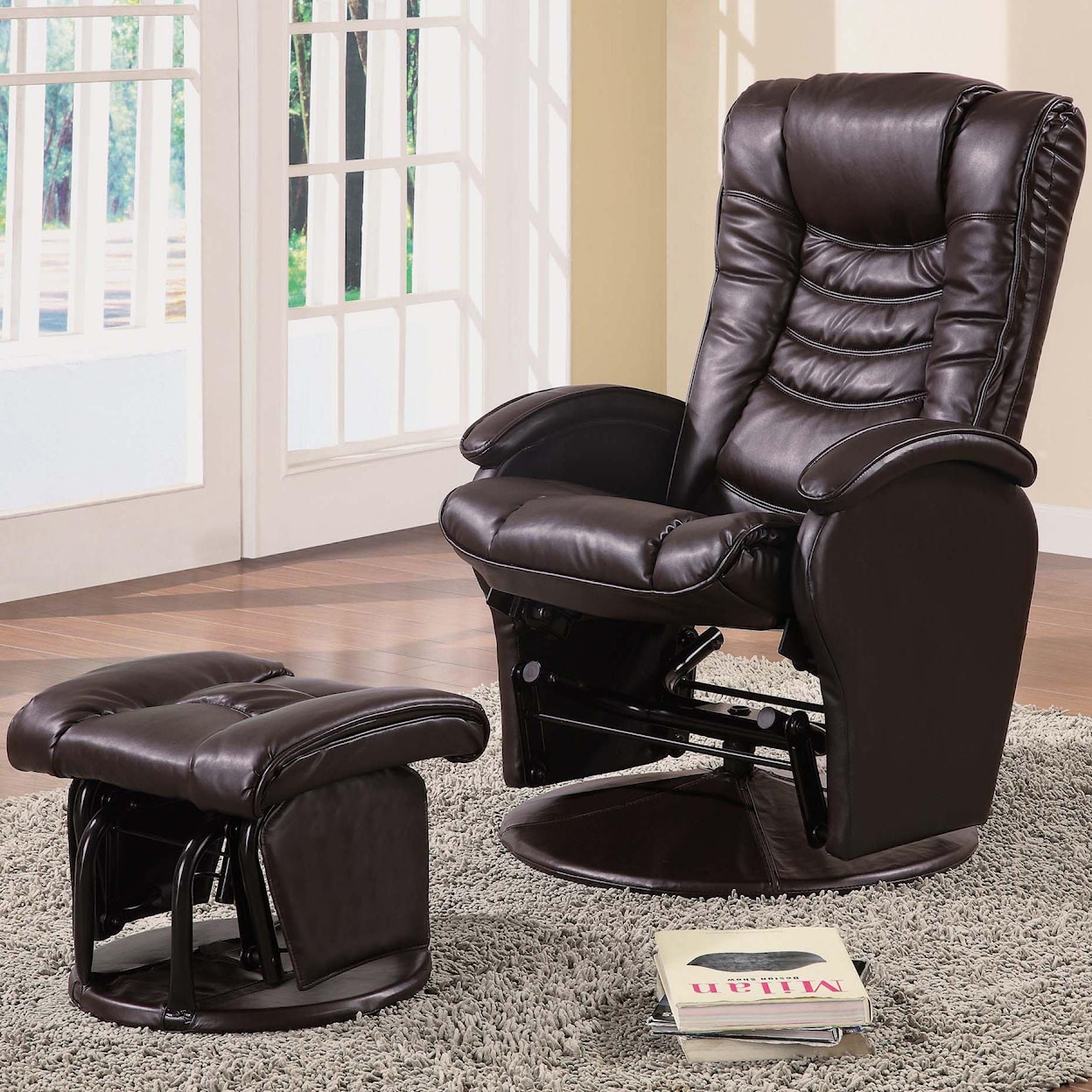 Coaster  Glider Recliner with Ottoman