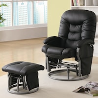 Casual Leatherette Glider Recliner with Matching Ottoman