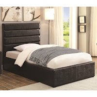 Full Black Leatherette Upholstered Bed with Lift Top Storage