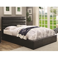 King Black Leatherette Upholstered Bed with Lift Top Storage