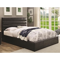 Queen Black Leatherette Upholstered Bed with Lift Top Storage