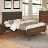 California King Bed with Tufted Upholstered Headboard
