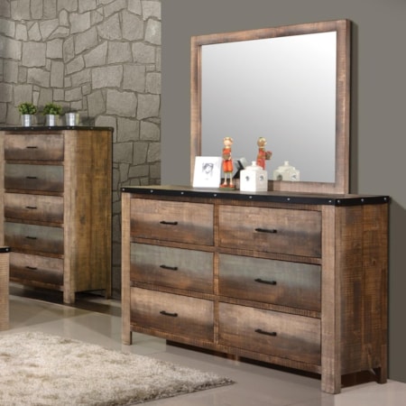 Dresser and Mirror Set