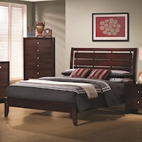 Full Platform Style Bed with Cut-Out Headboard Design