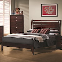 King Platform Style Bed with Cut-Out Headboard Design