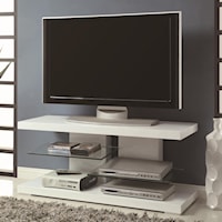 Modern TV Stand with Alternating Glass Shelves