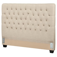 Queen Upholstered Headboard with Tufting in Light Color Fabric