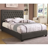King Chloe Upholstered Bed with Tufted Headboard & Neutral Color Fabric