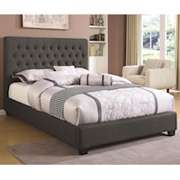 California King Chloe Upholstered Bed with Tufted Headboard & Neutral Color Fabric