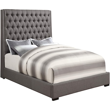 Upholstered California King Bed with Diamond Tufting