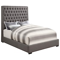 Upholstered California King Bed with Diamond Tufting