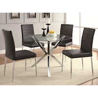 Contemporary 5-Piece Glass Top Table and Chair Set