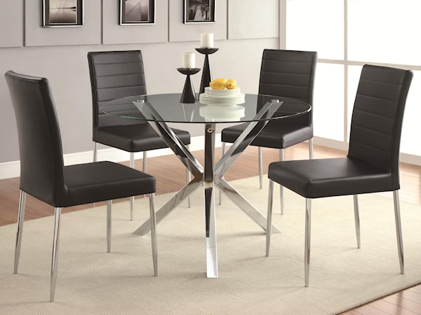 5-Piece Glass Top Table Set