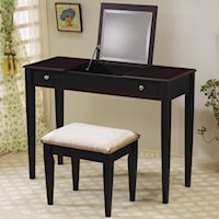 Contemporary Flip Top Vanity and Stool with Fabric Seat