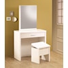 Coaster Vanities WHITE SLIDING MIRROR VANITY WITH | STOOL