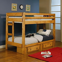 Twin Over Twin Bunk Bed with Built-In Ladders