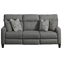 Transitional Wireless Double Reclining Power Plus Sofa with Pillows and USB Ports