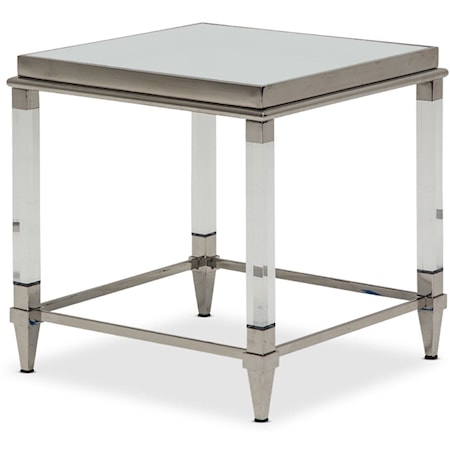 End Table w/ Glossy White Glass Top