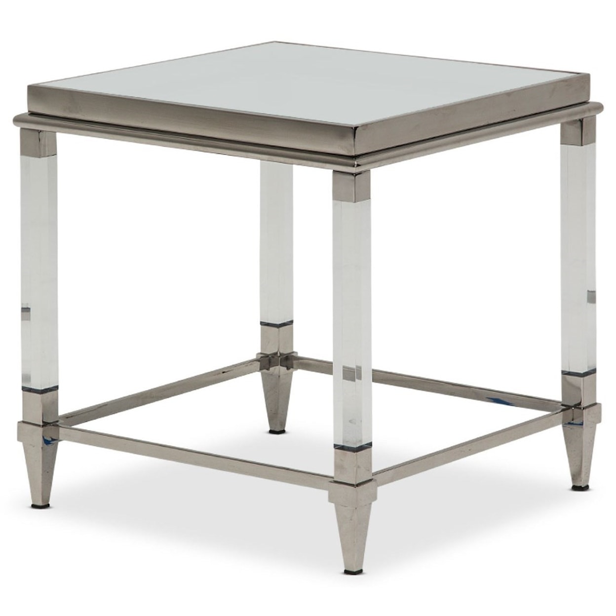 Michael Amini State St. End Table w/ Glossy White Glass Top