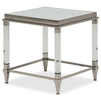 End Table with Glossy White Glass Top