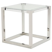 Square End Table with Clear Glass Top