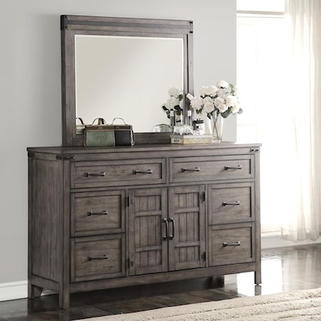 Storehouse 6 Drawer Dresser and Mirror