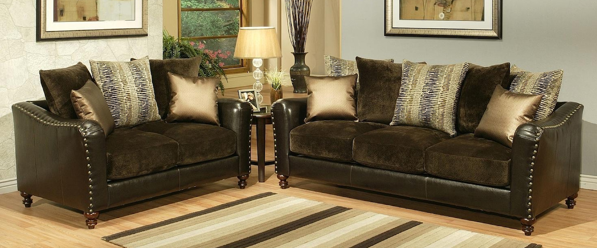 2 Piece Stationary Loveseat and Sofa Set
