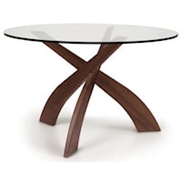 Entwine 48" Round Glass Top Table in Walnut