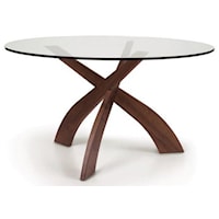 Entwine 54" Round Glass Top Table in Walnut