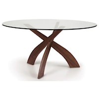 Entwine 60" Round Glass Top Table in Walnut