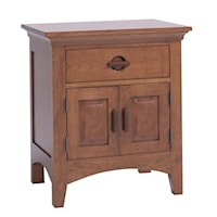 One Drawer Nightstand with Two Door Storage Cabinet