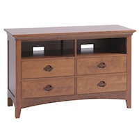 6 Drawer Media Chest with Large Open Storage Compartment