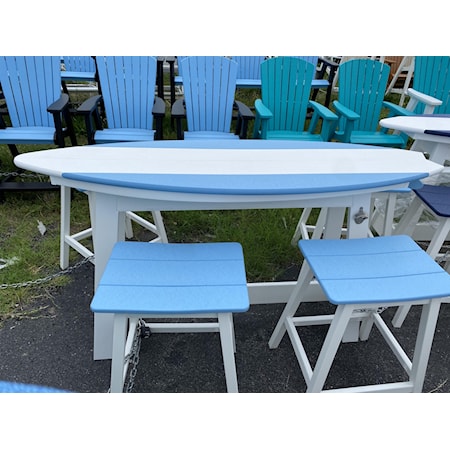 6' Surf Board Table | White / Powder Blue