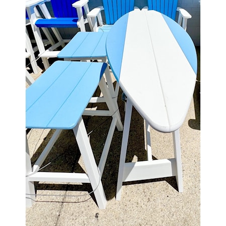 4' Surf Board Table | White / Powder Blue