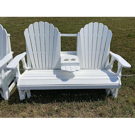 5' Loveseat Glider White With Cupholder