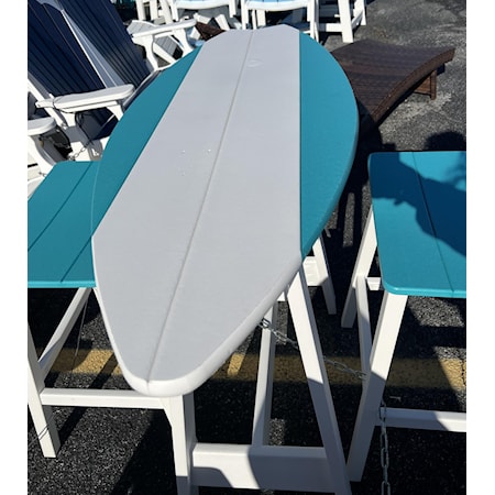 4' Surf Board Table WH/AB | White / Aruba Bl