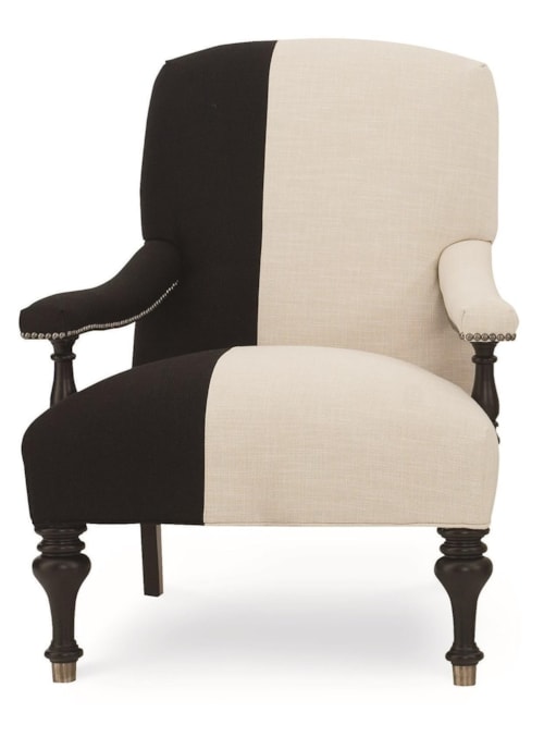 Traditional Accent Chair with Exposed Wood Trim