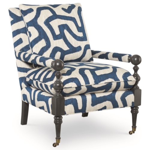 Bradstreet Chair with Turned Wood Arms and Casters