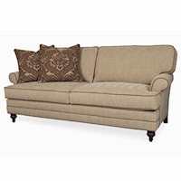 Apartment Sofa with Rolled Arms and Turned Wood Feet