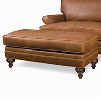 Wide Ottoman with Turned Wood Feet