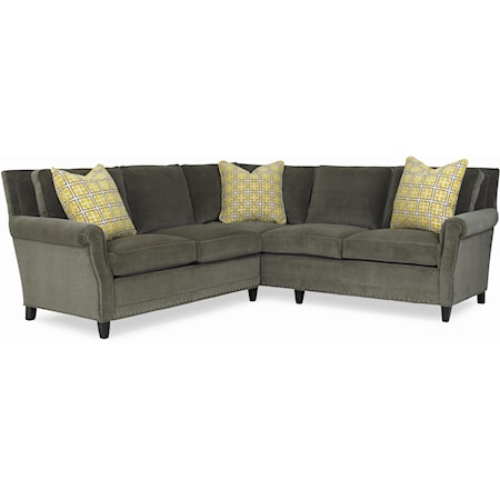 Sectional Sofa With Accent Pillows and Nailhead Trim