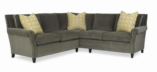 Sectional Sofa With Accent Pillows and Nailhead Trim