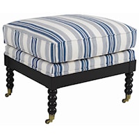 Casual Ottoman with Exposed Wood Legs