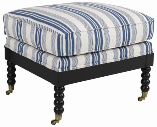 Casual Ottoman with Exposed Wood Legs