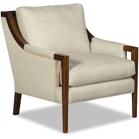 Transitional Exposed Wood Accent Chair