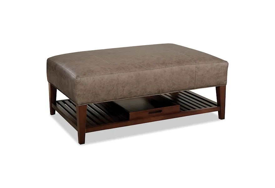 L068500 Leather Ottoman with Storage Tray by Craftmaster at Goods Furniture