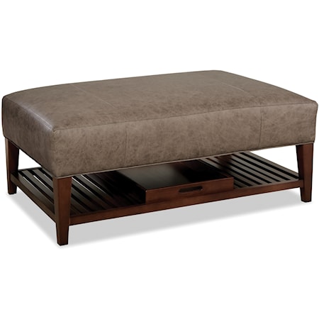 Leather Ottoman with Storage Tray