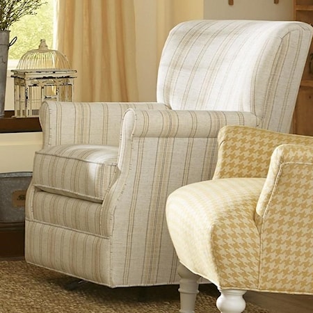 Swivel Chair with Classic Rolled Arms