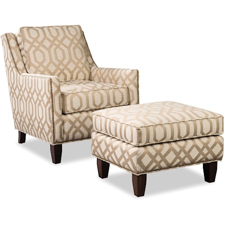 Transitional Chair & Ottoman Set with Nailheads